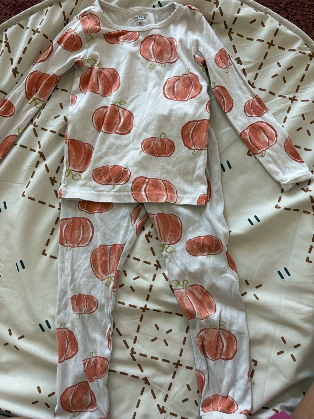Carter's White Pajama Set with Orange Pumpkin Print